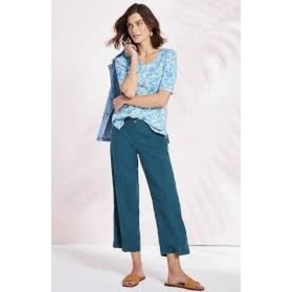 J Jill Linen Stretch Creased Front Wide Leg Dress Pants Women’s Size Large Tall